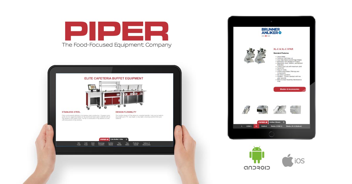 Tablet App for listing Piper's Products